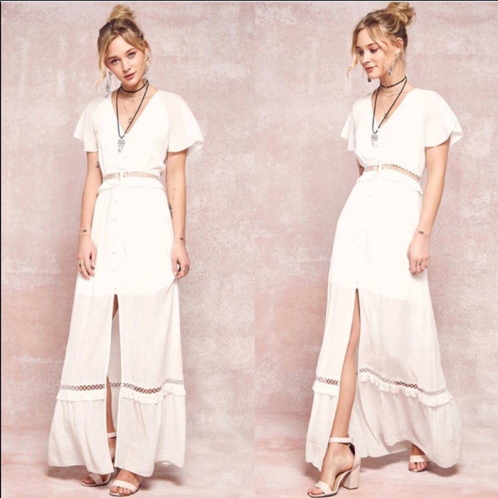Boho Flutter Sleeve Maxi Dress